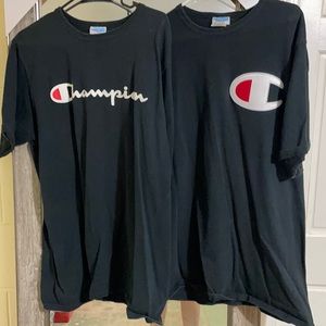 Two men’s champion tees